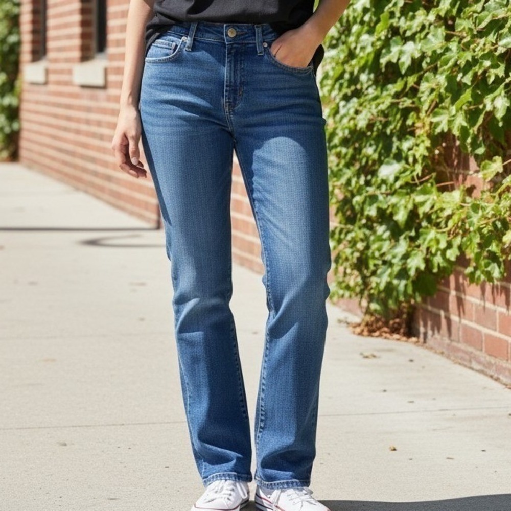NYDJ Not Your Daughter's Jeans 8P Blue Straight Leg Rhinestone Floral Pockets